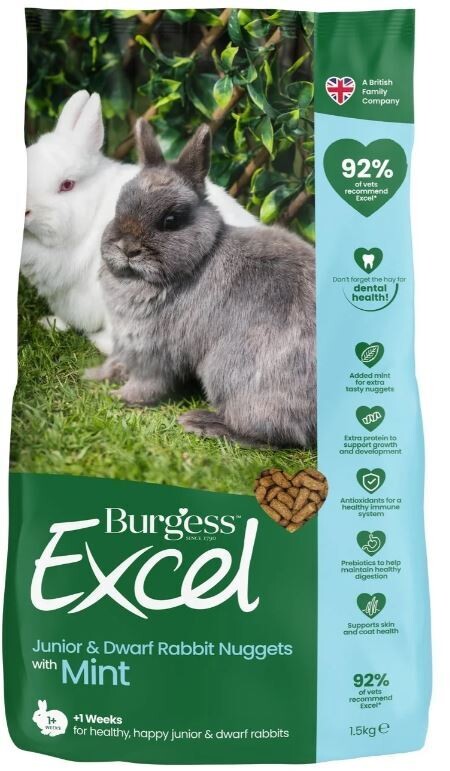 Burgess Excel Young Rabbit Pellets with Mint 2kg (Best Before: 6 Oct 2023)