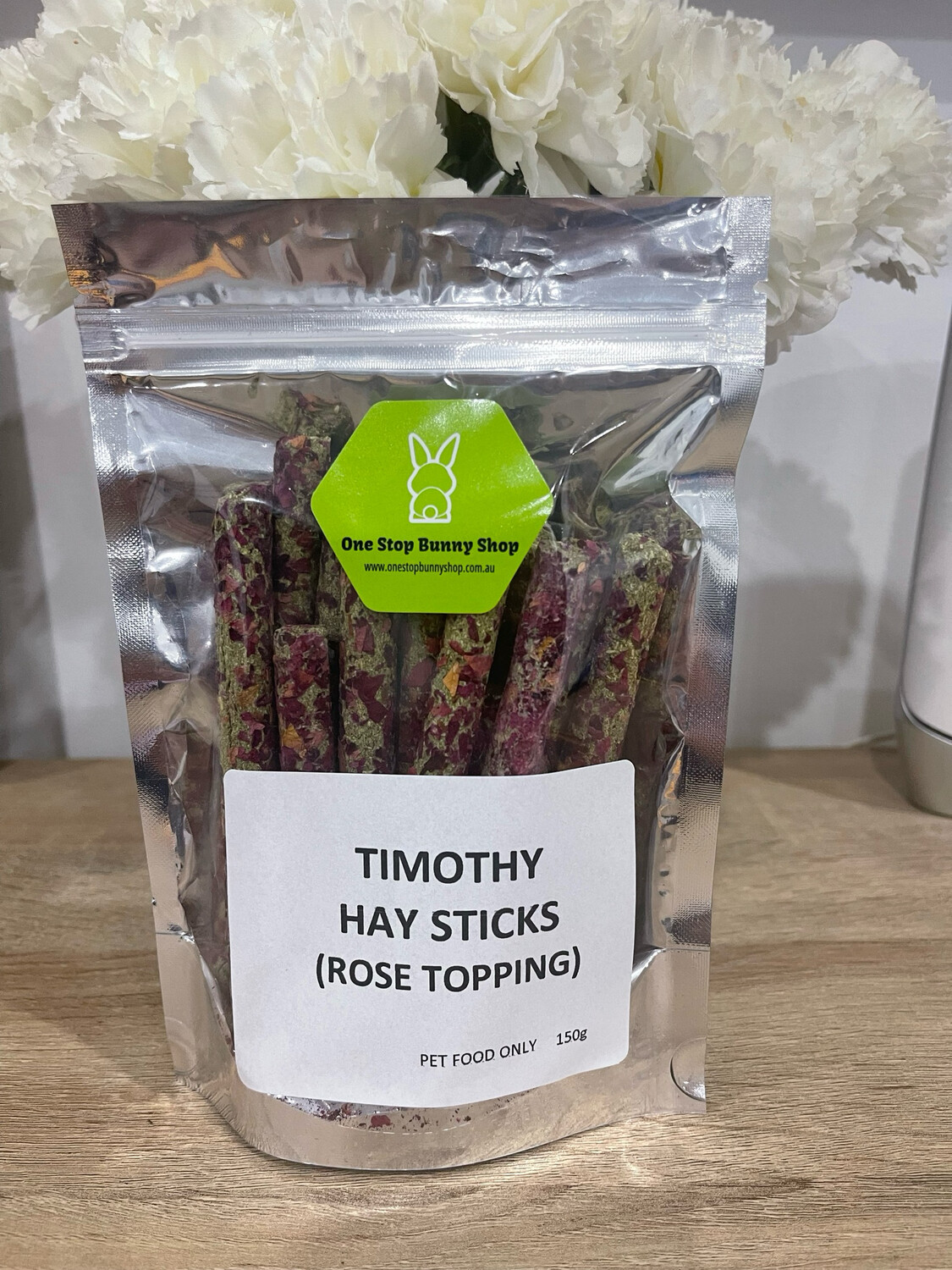 Timothy Hay Sticks (Rose) 150g
