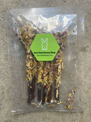 Apple tree sticks with marigold topping
