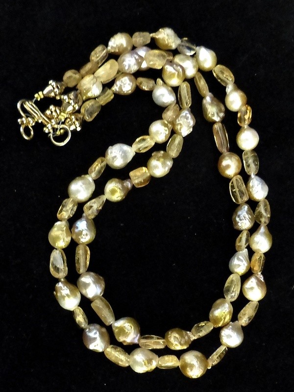 Baroque Pearl, Imperial Topaz Necklace