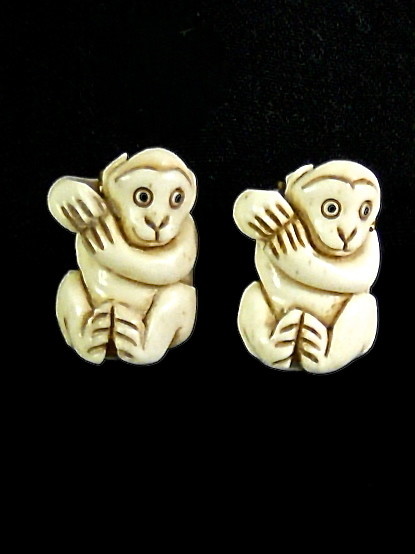 Bone Monkeys, 14K Gold Vermeil French Clip Earrings