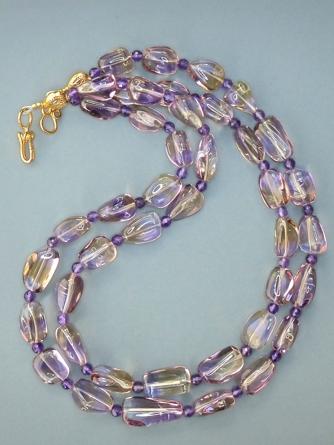 Ametrine Nugget, Faceted Amethyst Necklace