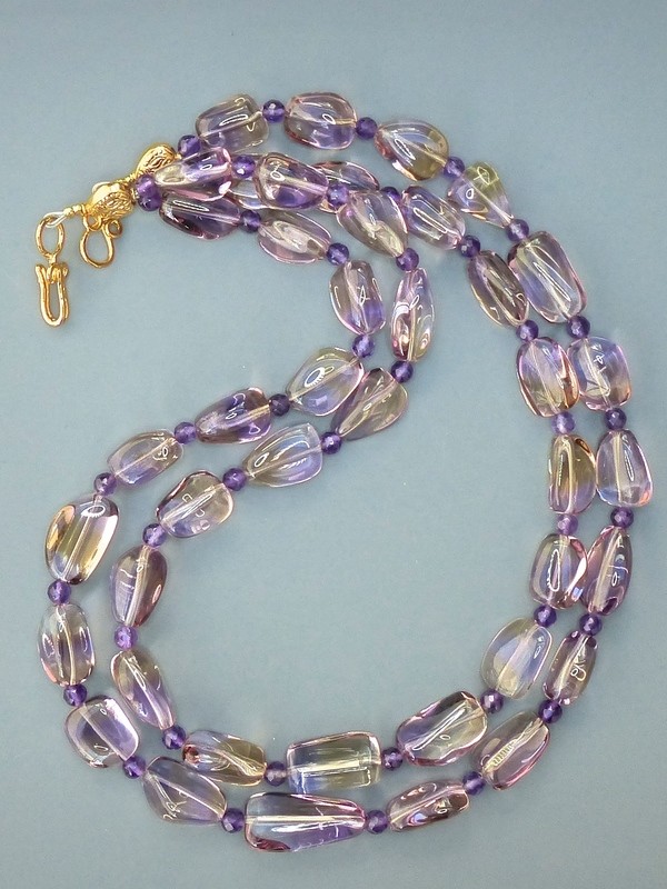 Ametrine Nugget, Faceted Amethyst Necklace