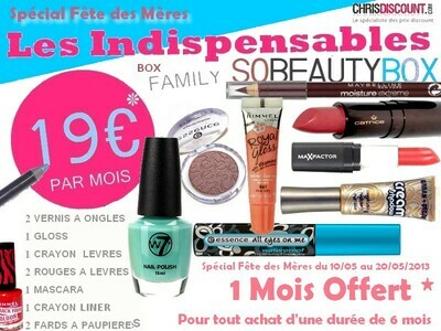 ABONNEMENT MAQUILLAGE - SO BEAUTY BOX FAMILY - 10 ARTICLES FULL SIZE - 19EUR PAR MOIS