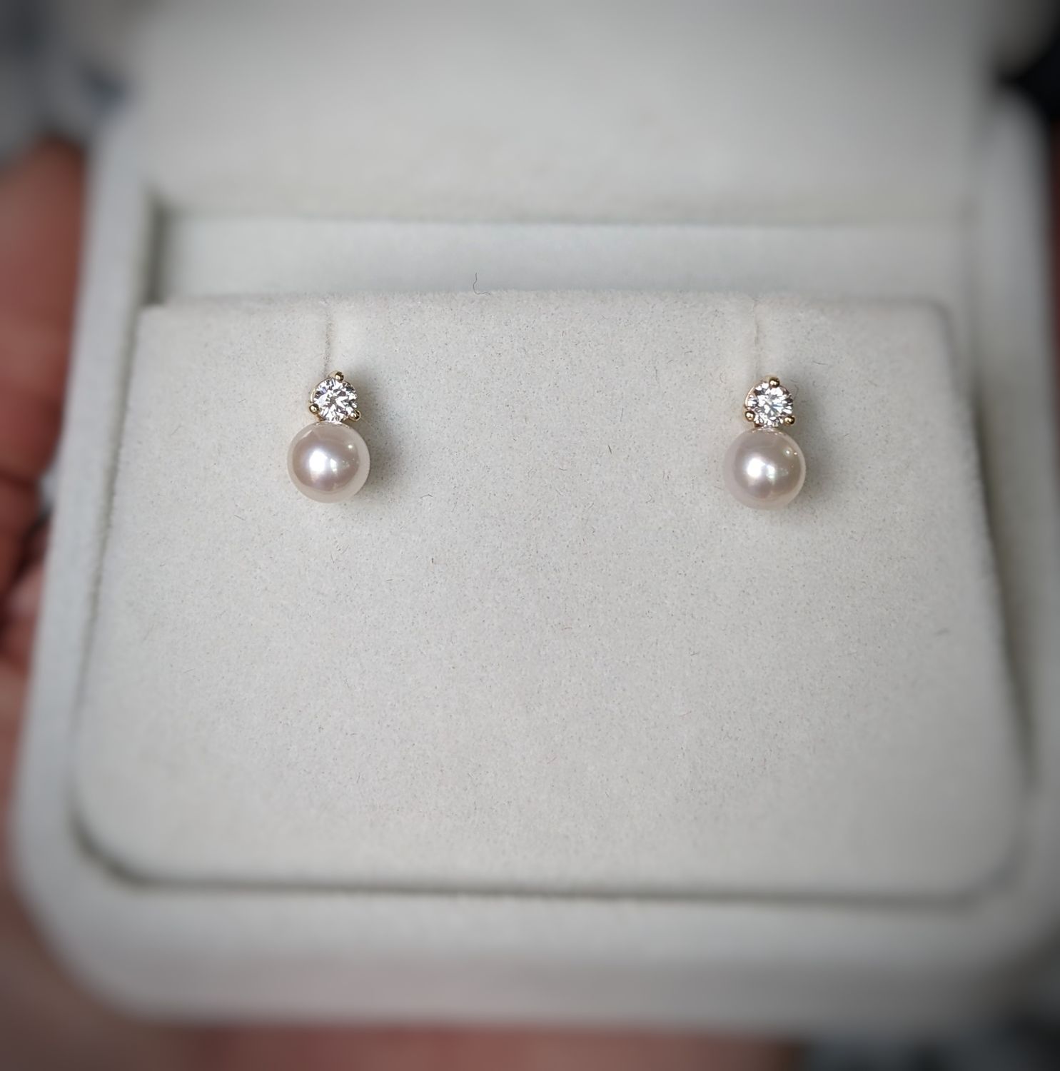 Luminous Pearl Diamond Studs