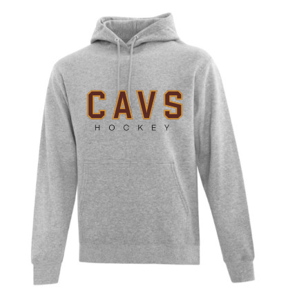 Chandail à capuchon gris avec gros logo CAVS hockey (seulement pour les joueurs de hockey)