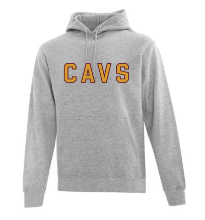 Chandail à capuchon gris avec gros logo CAVS