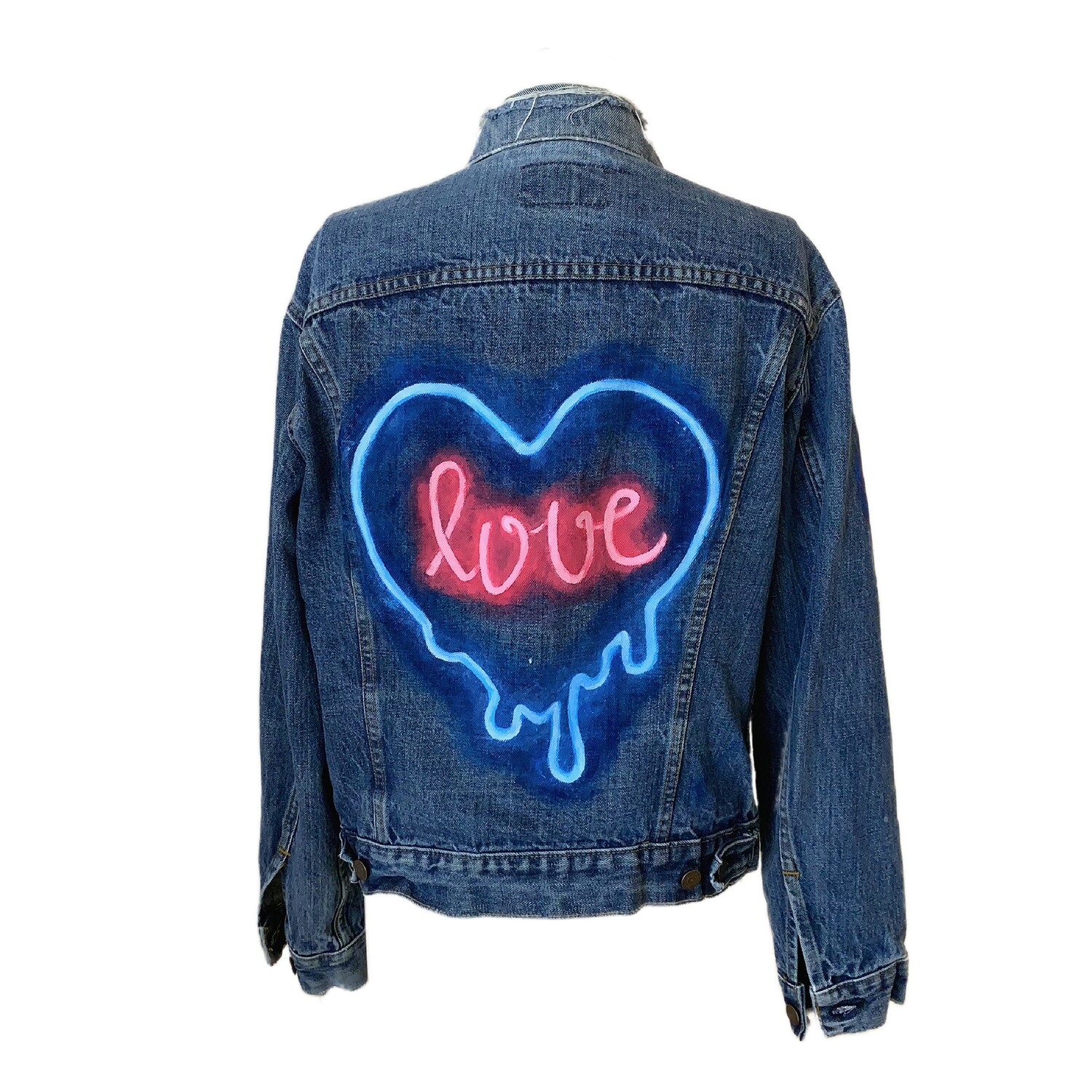 “Neon Love” Hand Painted 1/1 Vintage Levi&#39;s Denim Jacket