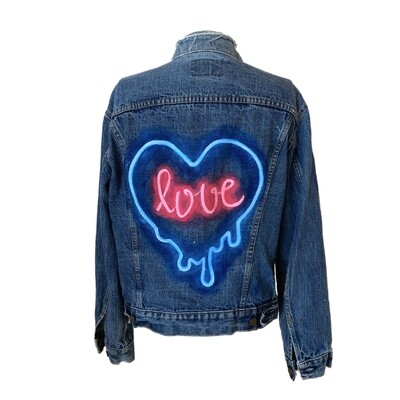 “Neon Love” Hand Painted 1/1 Vintage Levi&#39;s Denim Jacket