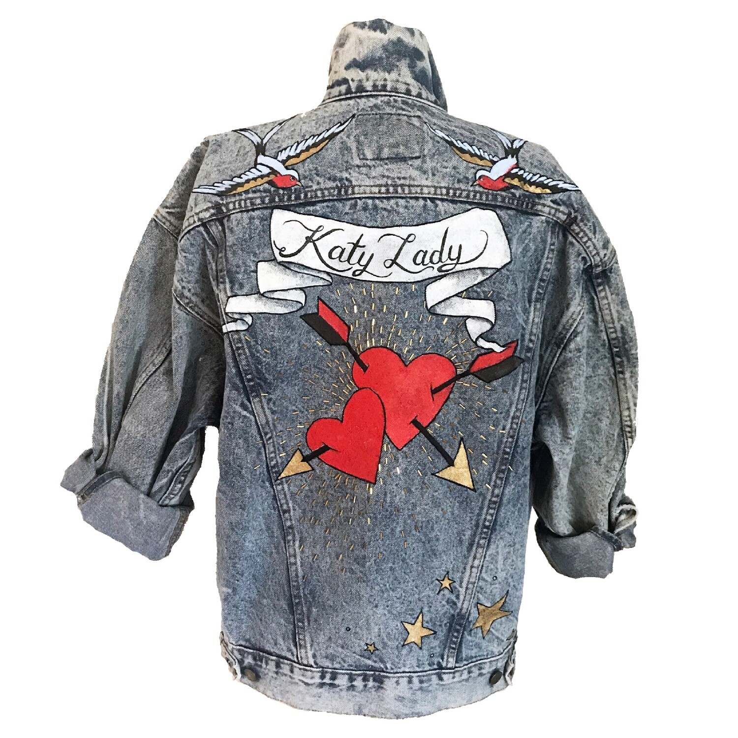 “Katy Lady” Hand Painted 1/1 Vintage Levi&#39;s Denim Jacket