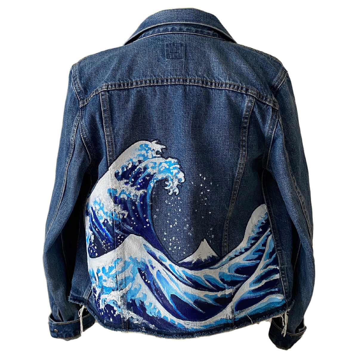 The Wave” Hand Painted Distressed Denim Jacket