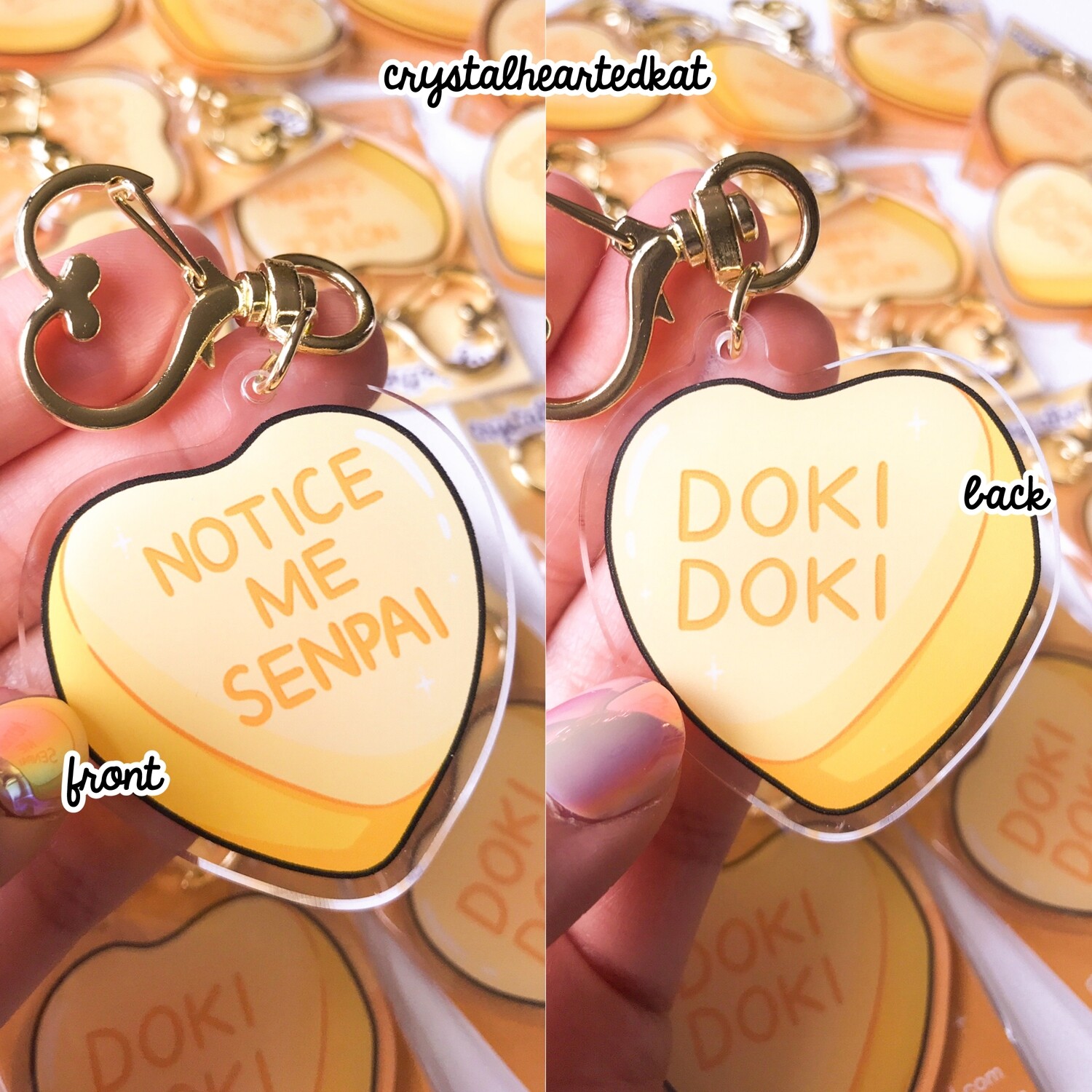 Candy Heart Keychain Charm - Notice Me Senpai / Doki Doki