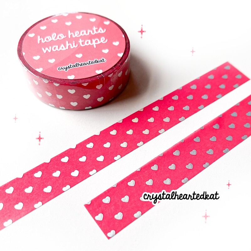 Holo Hearts Pink Washi Tape