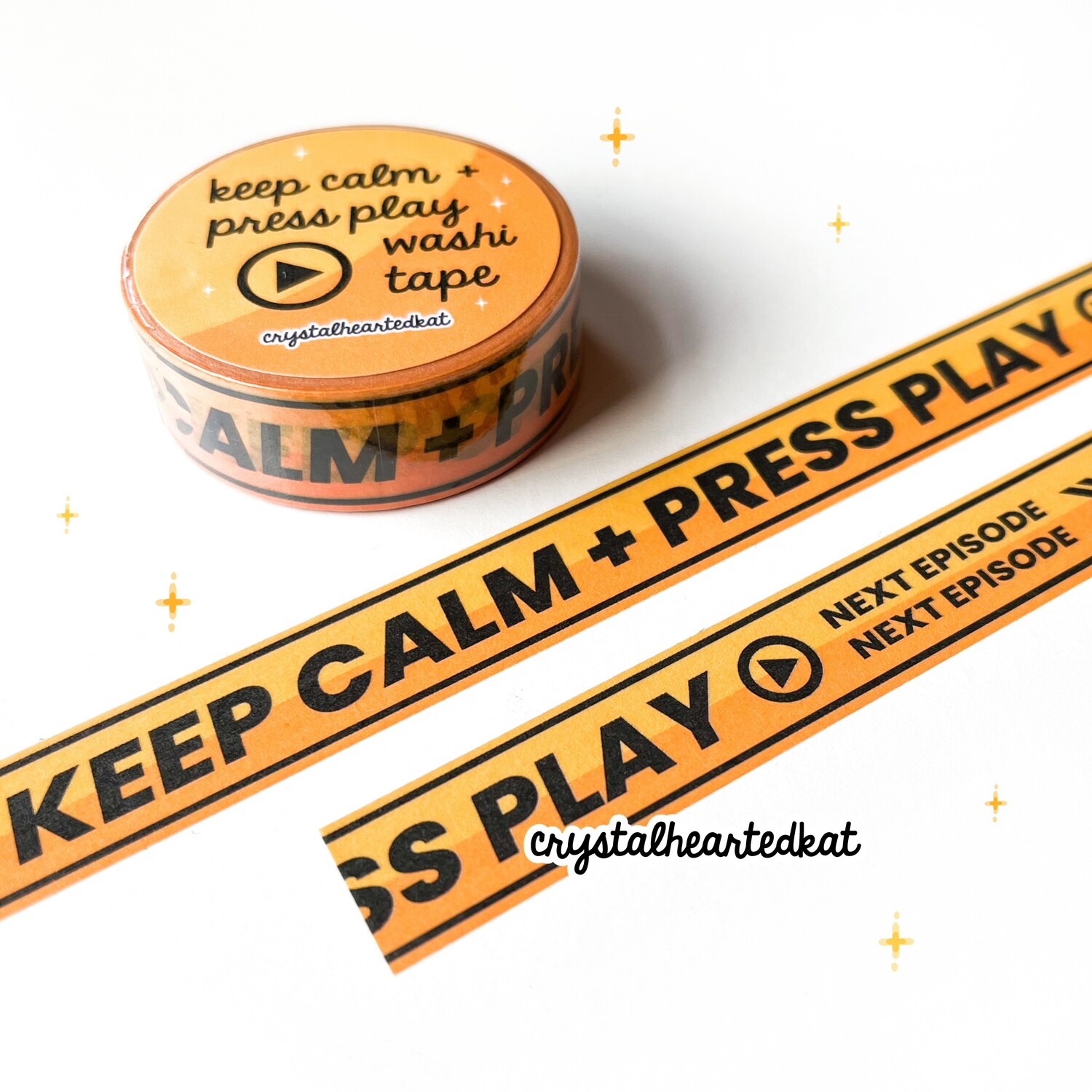 Keep Calm + Press Play Yellow Washi Tape
