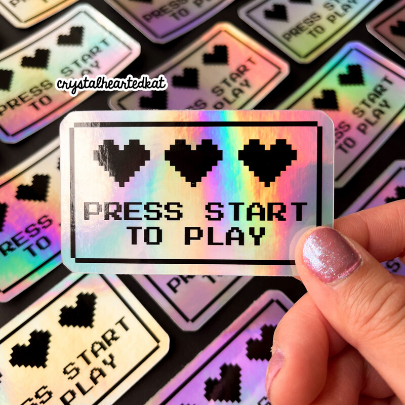 Press Start To Play - Holographic Sticker
