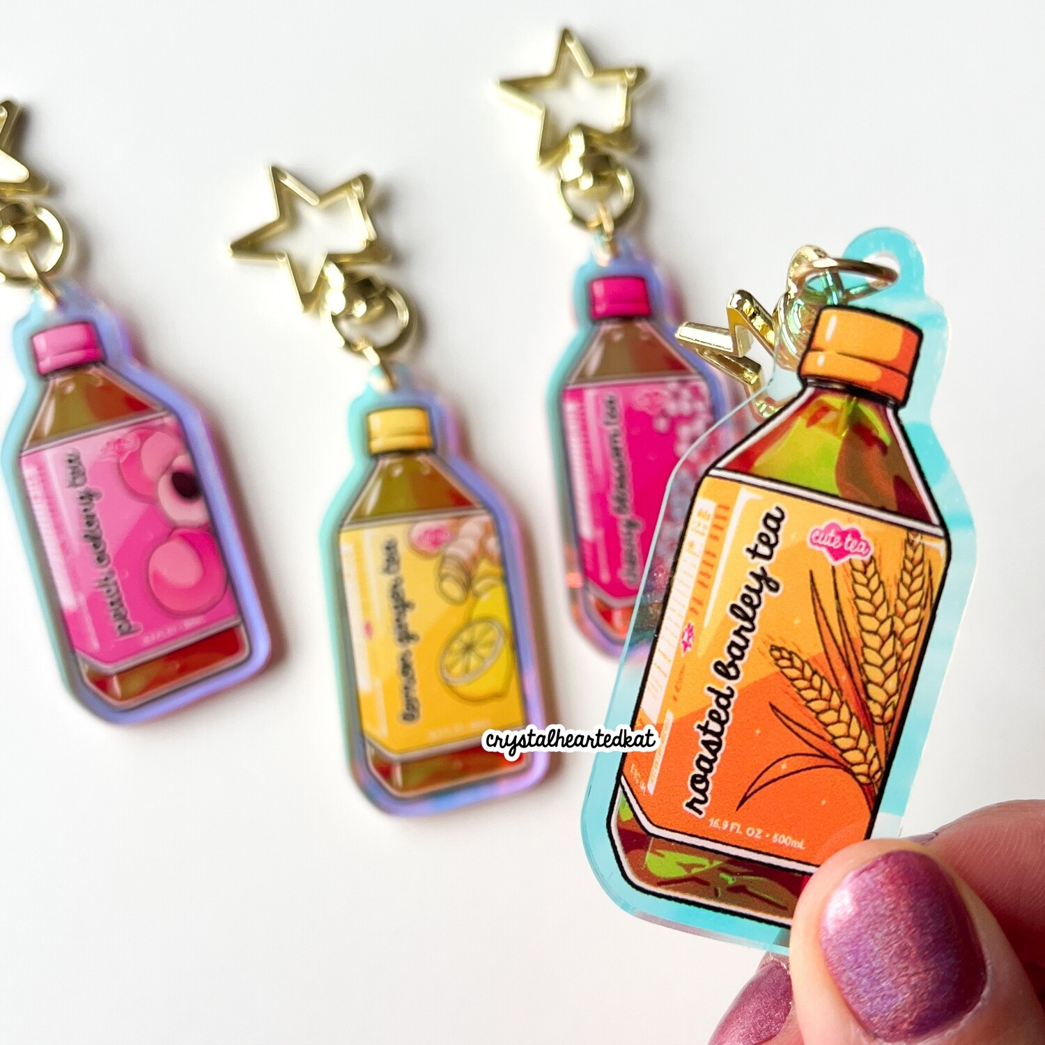 Cute Tea Bottle Keychain Charm