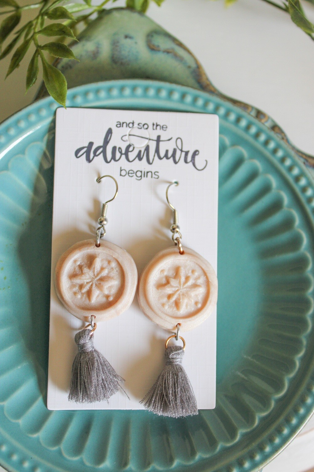 TRUE NORTH Compass Clay Handmade Earrings