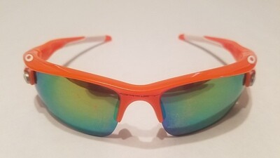Sport Style Sunglasses :: Orange Frames w/ White Earpiece & Removable Lenses