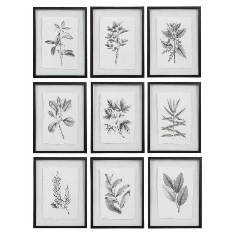 FARMHOUSE FLORALS FRAMED PRINTS, S/9