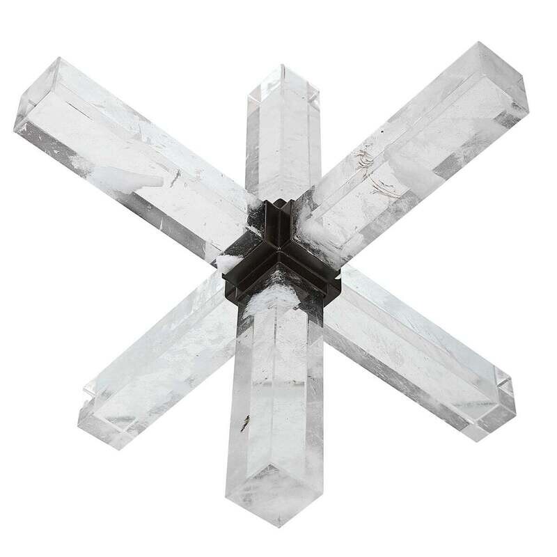 DOUBLE CROSS SCULPTURE, FAUX QUARTZ CRYSTAL