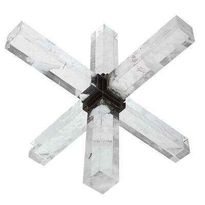 DOUBLE CROSS SCULPTURE, FAUX QUARTZ CRYSTAL