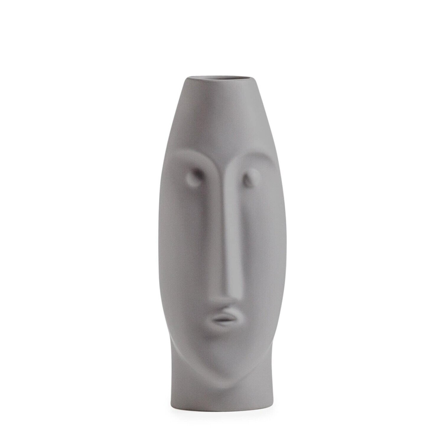 Litho 14h" Ceramic Vase - Matte Grey