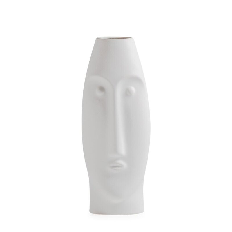 Litho 14h" Ceramic Vase - Matte White