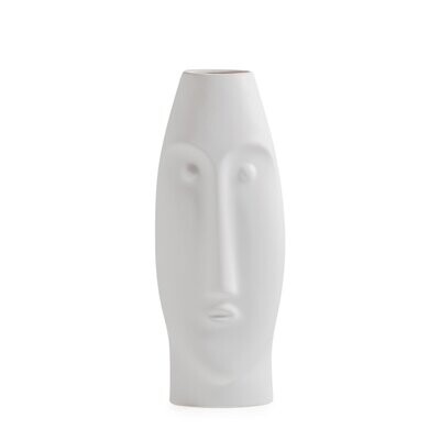 Litho 14h" Ceramic Vase - Matte White