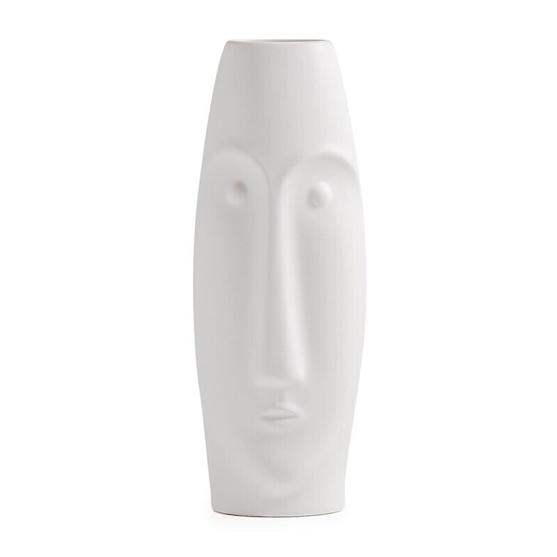 Litho 16h" Ceramic Vase - Matte White