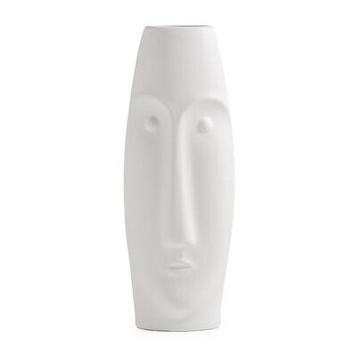 Litho 16h" Ceramic Vase - Matte White
