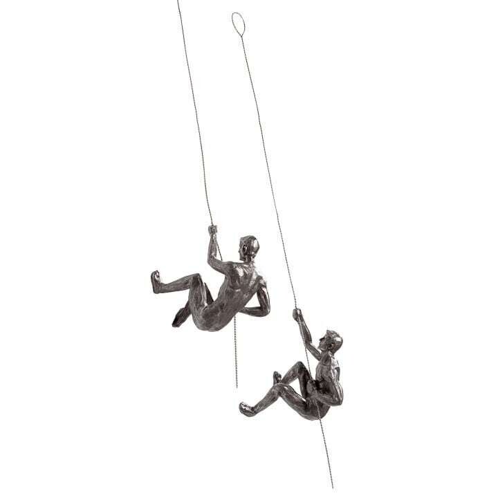 Cliff Resin Men 2 Piece Wall Climbing Sculpture Set - Silver