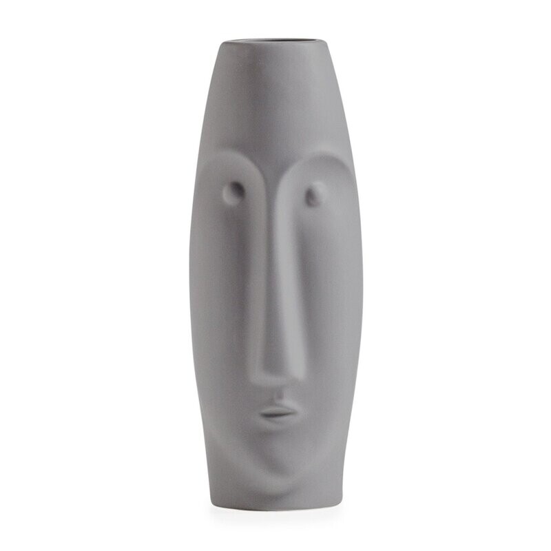 Litho 16h" Ceramic Vase - Matte Grey