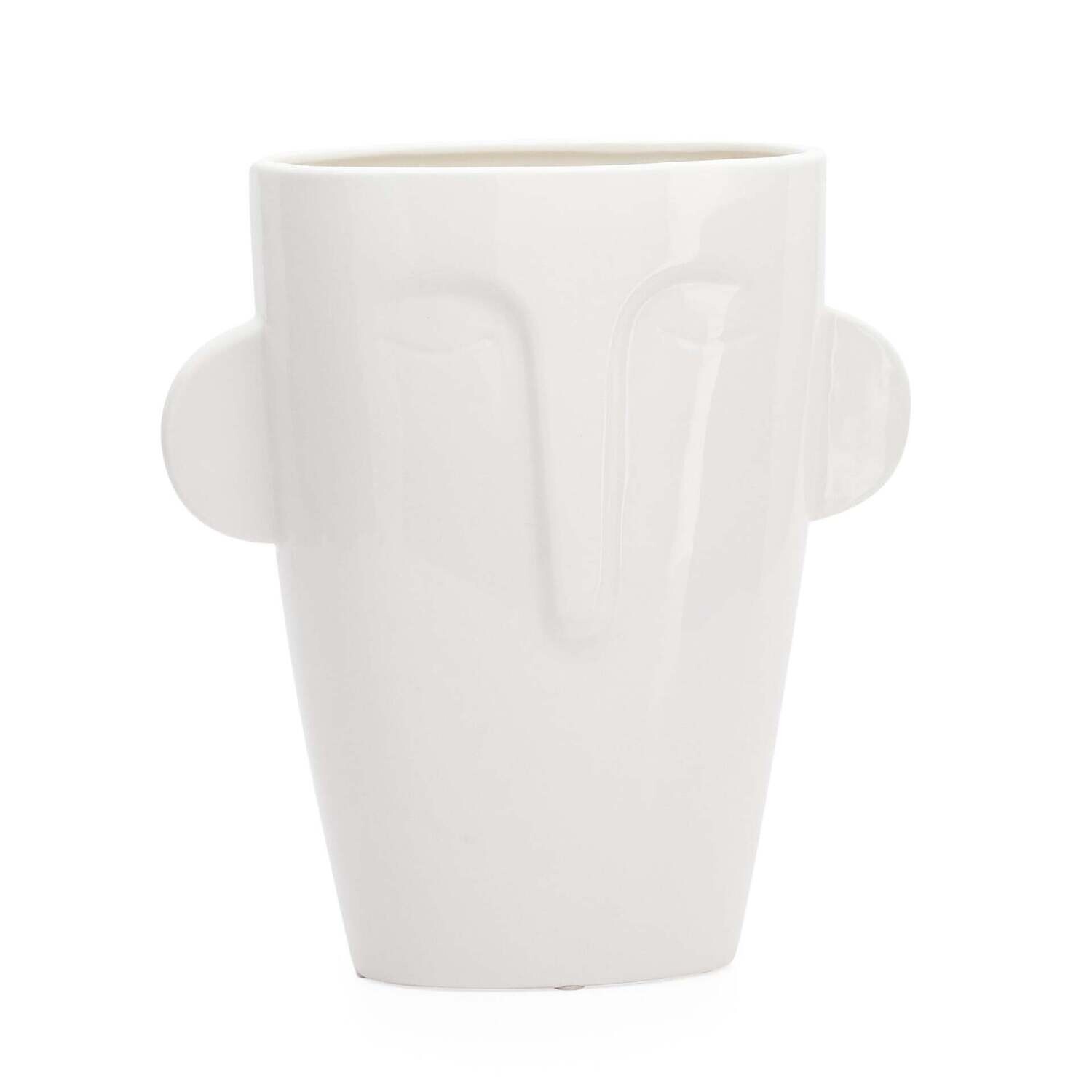 Mask 9.5"H Tapered Ceramic Face Vase