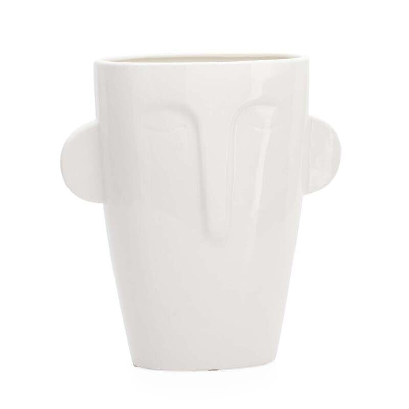Mask 9.5"H Tapered Ceramic Face Vase