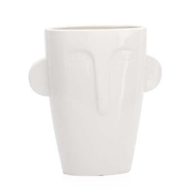 Mask 9.5"H Tapered Ceramic Face Vase