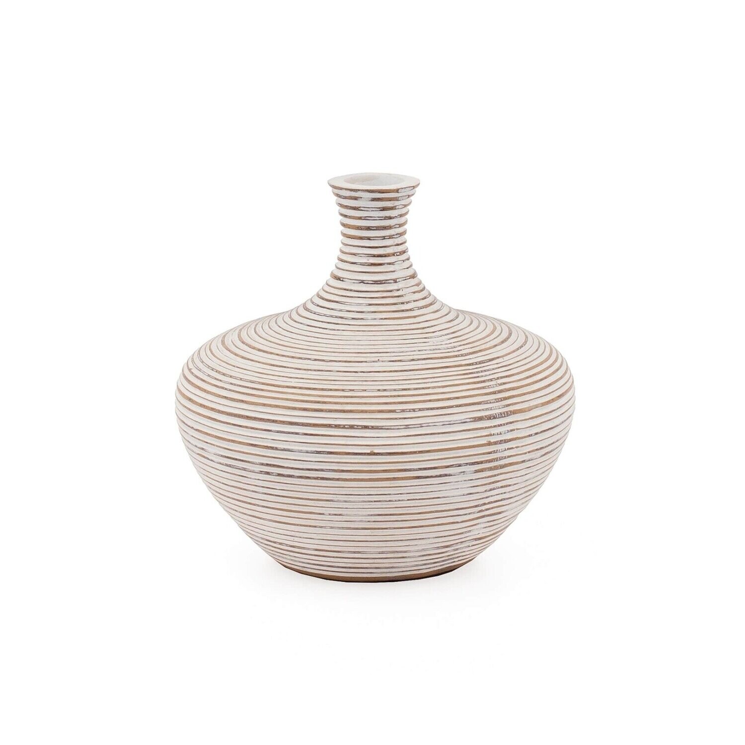 Colombo Ribbed Resin Wide Bulb 6.25h" Vase - White