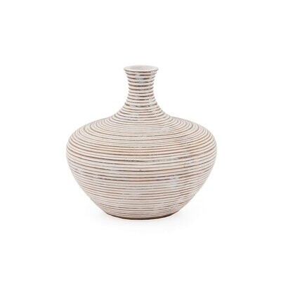 Colombo Ribbed Resin Wide Bulb 6.25h" Vase - White