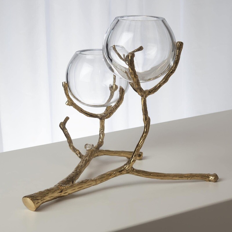 TWIG 2 VASE HOLDER-BRASS