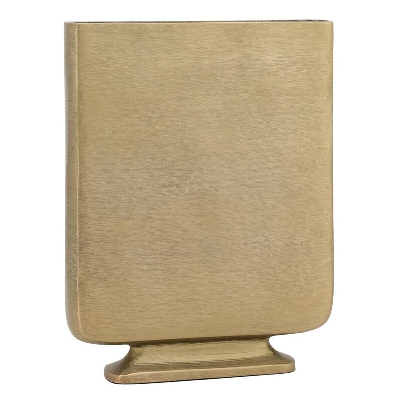 Lyra Etched Aluminum 13h" Flat Urn Tall Vase - Gold