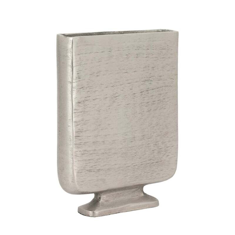 Lyra Etched Aluminum 10h" Flat Urn Tall Vase - Pewter
