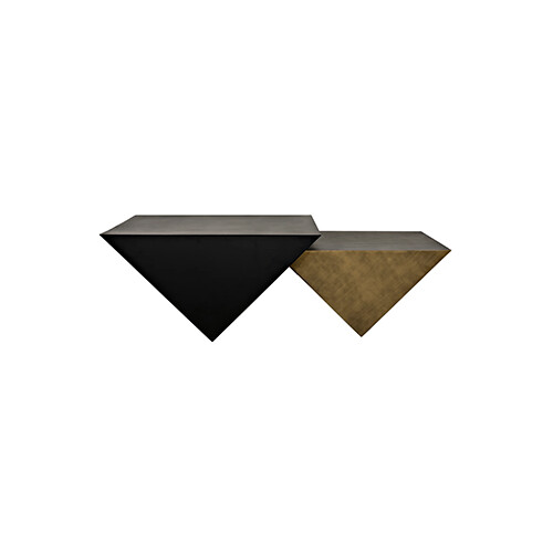 Amboss Coffee Table, Black Metal, Aged Brass Finish