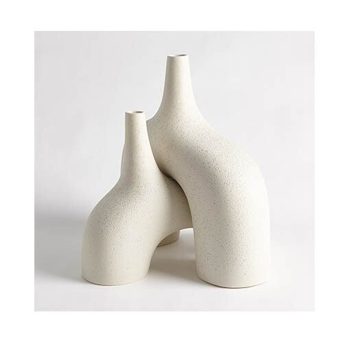 STRETCH VASES-CREAM STONE SET OF TWO