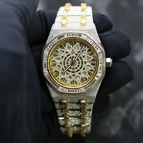 iced out Ap diamond watch baguette in bezel