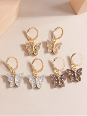 3Pairs Butterfly Design Earrings