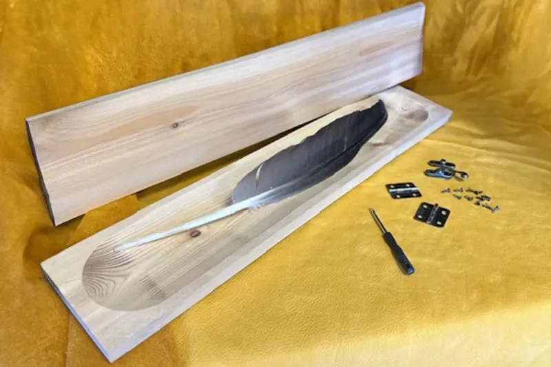 North American Indigenous Eagle Feather Cedar Box