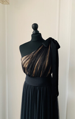 Beaubaileyrose 1 Shoulder Tulle Dress - Black/nude - Hire 