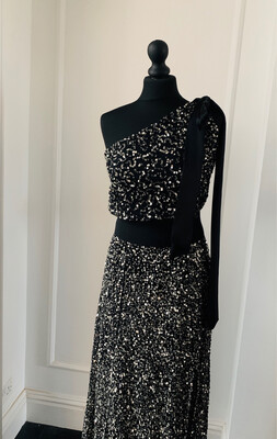 Beaubaileyrose 1 Shoulder Ombré Sequin Dress - Black/pewter - Hire 