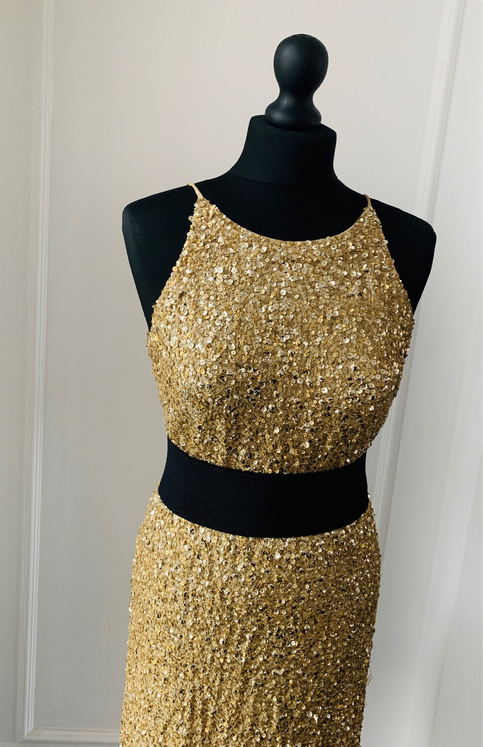 Beaubaileyrose Halter Sequin Dress - Gold - Hire 