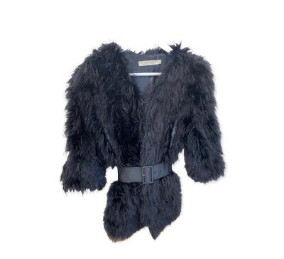 Feather Jacket With Belt - Black Hire