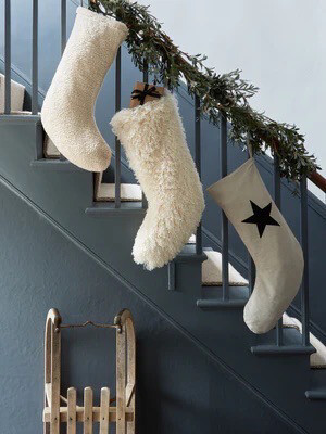 CHALK - Sherpa Christmas Stocking - Bone